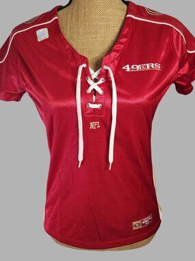 San Francisco 49ers NFL Team Apparel Women's Lace-Up Jersey Medium NWT